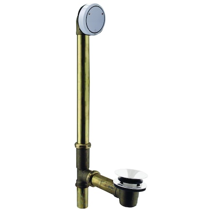 Westbrass 22" 17-Ga. Tip-Toe Drain Bathtub Waste Assembly with Patented Deep Soak Overflow, Powder Coat White 7931817CHM-50